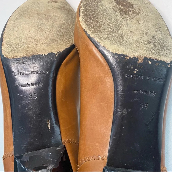 Vintage Burberry Brown Leather Low Heel Loafers - Picture 6 of 13